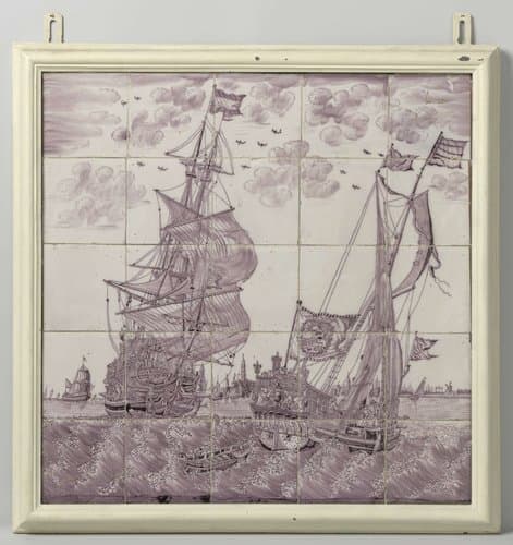 Tegeltableau met voorstelling van een schip by anonymous