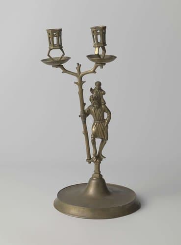 Twee-armige kandelaar met de heilige Christophorus en het Christuskind by anonymous