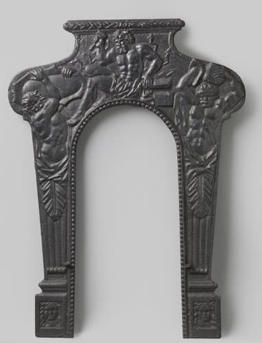 Gietijzeren plaat voor ombouw van de haard, met Vulcanus by anonymous
