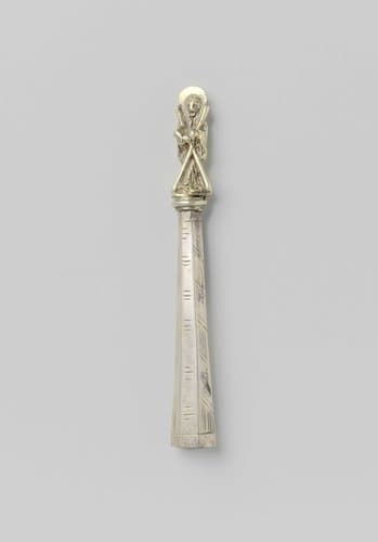 Lepelsteel van zilver eindigend in apostelfiguur by anonymous