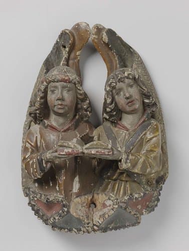 Twee zingende engeltjes met boek by Unknown Artist