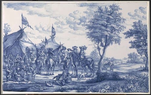 Plaat met legerkamp by anonymous