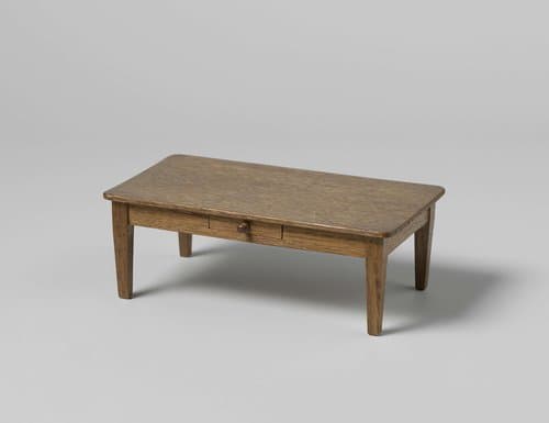 Keukentafel met lade, met rechthoekig blad, op taps toelopende vierkante poten by anonymous