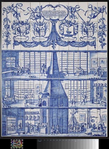 Tegeltableau met de tegel- en aardewerkfabriek in Bolsward by anonymous