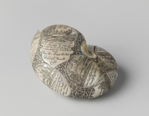 Nautilusschelp met gegraveerde cartouches by anonymous