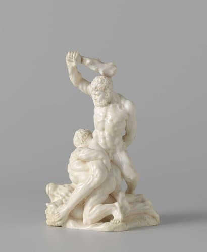 Samson in gevecht met twee Filistijnen by Paul Heermann