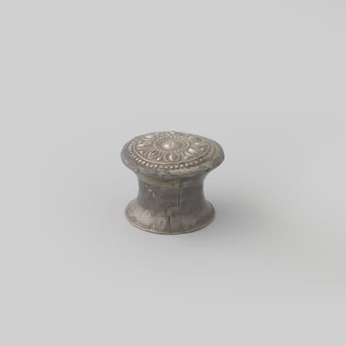 Concaaf-cilindrisch potje met bol dekseltje by Unknown Artist