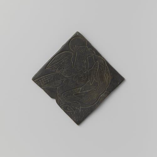 Plaat met het symbool van de evangelist Johannes by anonymous
