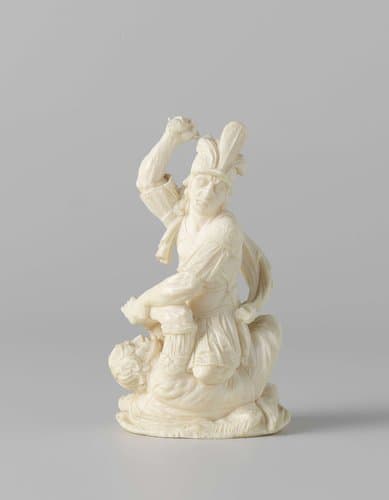 Twee vechtende krijgers, bekroning van een bokaal by anonymous