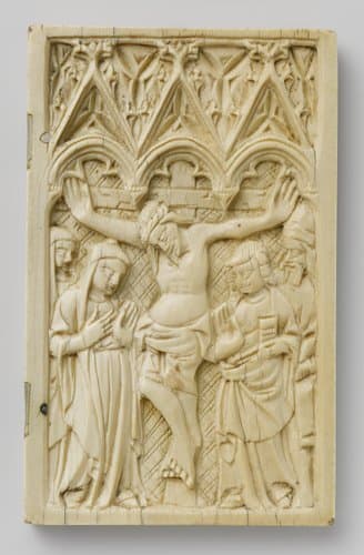 Right wing of a diptych, with the Crucifixion by anonymous