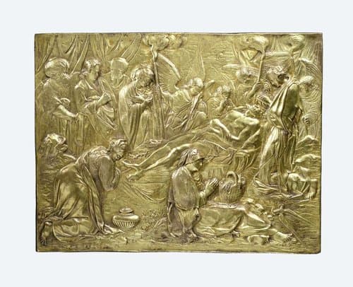Plaquette met Bewening met twaalf figuren. by Unknown Artist