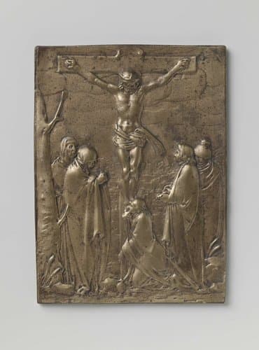Jezus aan het kruis met Maria, Maria Magdalena en Johannes by Arent van Bolten