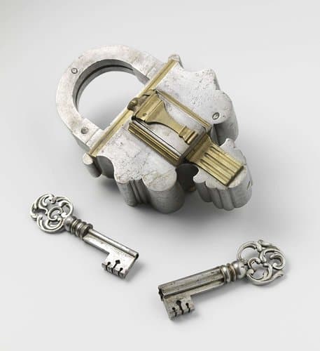Padlock with two keys by anonymous