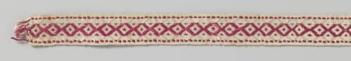 Lint van zijde, met ruit- en stippatroon in rood en wit by anonymous