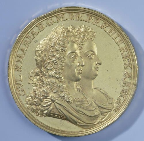 Penning, geschonken aan dichters die de verovering van Engeland in 1688 door Willem III bezongen