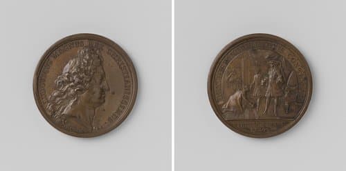 Lodewijk XIV staat toe dat Filips van Anjou de Spaanse kroon accepteert by Jean Mauger