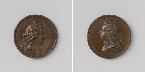 Lodewijk XIV en Filips van Anjou, koning van Spanje by Jean Mauger