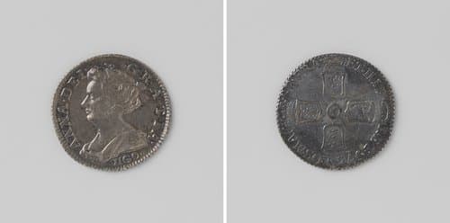 Munt van een halve shilling van Anna, koningin van Engeland, munt geslagen van het in de zeeslag bij Vigo veroverde zilver by anonymous