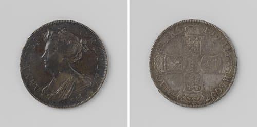 Munt van een halve crown van Anna, koningin van Engeland, munt geslagen van het in de zeeslag bij Vigo veroverde zilver by anonymous