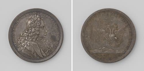 Gelukkige aankomst van Karel VI in Duitsland by Georg Wilhelm Vestner
