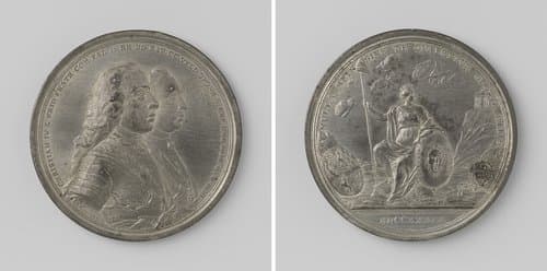Christiaan IV en Frederik, paltsgraven van de Rijn, hertogen van Beieren verlaten de Hogeschool te Leiden