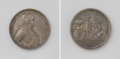 Overgave van het Saksische leger aan Frederik II van Pruisen bij Pirna by Johan George Holtzhey