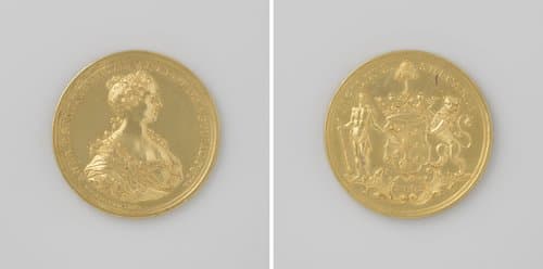 Anna van Hannover, prinses van Oranje-Nassau, penning geslagen op last van de stad Sneek by Nicolaas van Swinderen