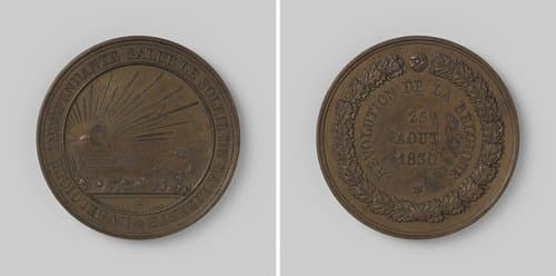 Uitbreken van de Belgische Revolutie by Adrien Hippolyte Veyrat
