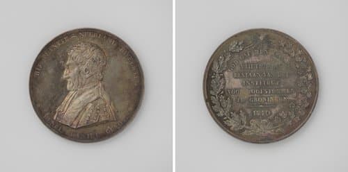Penning ter ere van het vijftigjarig bestaan van het door Henri Daniel Guyot opgerichte Instituut voor Doofstommen te Groningen by David van der Kellen (1804-1879)