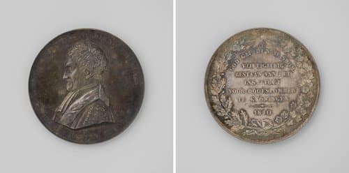 Penning ter ere van het vijftigjarig bestaan van het door Henri Daniel Guyot opgerichte Instituut voor Doofstommen te Groningen by David van der Kellen (1804-1879)