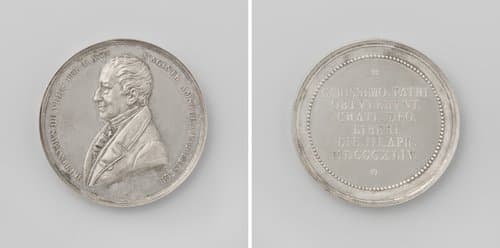 Jeronimo de Vries (Hieronymus de Vries), vijftig jaar griffier en secretaris te Amsterdam, penning geslagen op last van zijn kinderen by Louis Royer