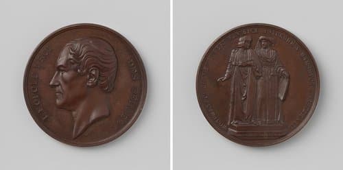 Oprichting van een standbeeld voor de gebroeders van Eyck te Maaseik door Leopold Wiener, ter ere van Leopold I, koning der Belgen