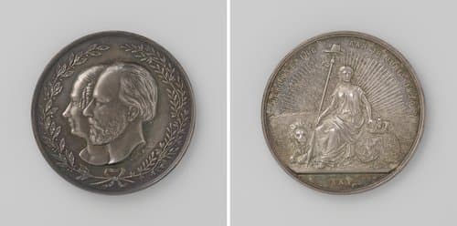 Vijfentwintigjarig huwelijk van Willem III en Sophia Frederika Mathilda, koning en koningin der Nederlanden