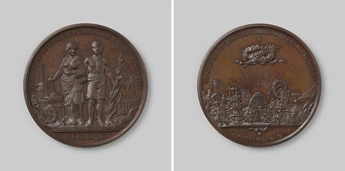 Internationale wedstrijd van sommige fabrikaten en werktuigen, tijdens de tentoonstelling van Nederlandsche en koloniale nijverheid te Arnhem, penning uitgereikt aan bestuur en jury