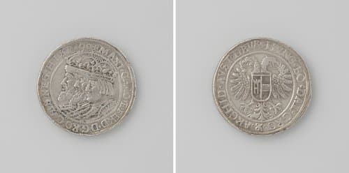 Dubbele taler (dubbele driekeizertaler) uit Bohemen van Rudolf II by anonymous