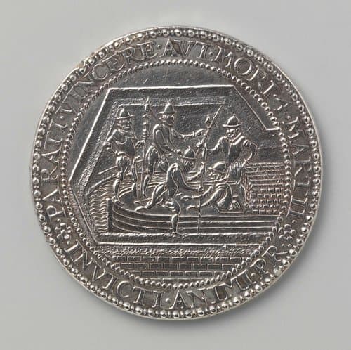 Inname van Breda met het behulp van het turfschip, penning geschonken aan de veroveraars van de stad by Gerard van Bylaer