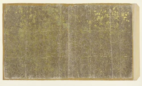 Blad met aaneengesloten bladvullend patroon van chrysanten (één van tien identieke bladen) by anonymous