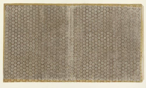Blad met rasterpatroon van zeshoeken gevuld met bloemmotieven (één van zes identieke bladen) by anonymous