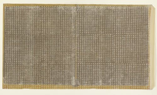 Blad met rasterpatroon van zeshoeken met bloemmotief en swastika (één van zes identieke bladen) by anonymous