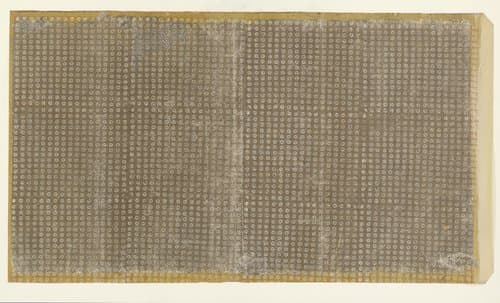 Blad met rasterpatroon van zeshoeken met bloemmotief en swastika (één van zes identieke bladen) by anonymous