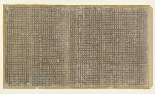 Blad met rasterpatroon van zeshoeken met bloemmotief en swastika (één van zes identieke bladen) by anonymous