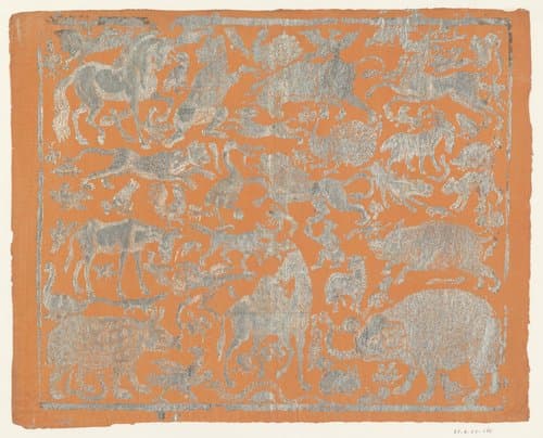 Brocade Paper decorated with Animals by anonymous
