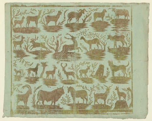 Blad met 23 dieren in vier rijen by anonymous