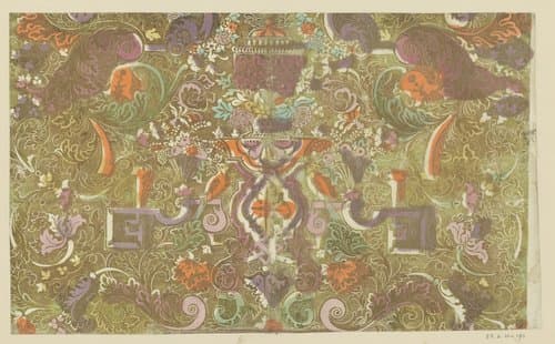 Blad met Lodewijk XIV-ornament, bloemen en vruchten by Johann Köchel