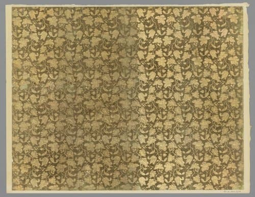 Blad met patroon van bladeren en bloemen by anonymous