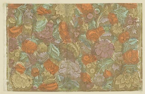 Blad met ranken met bloemen en bessen met puntenfond