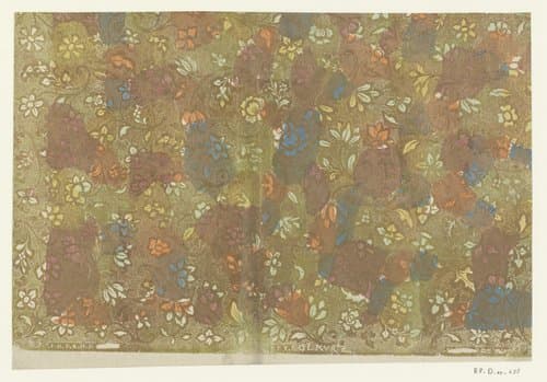 Blad met bloemen en bladeren met puntenfond by Georg Ludwig Kurz; Johann Köchel