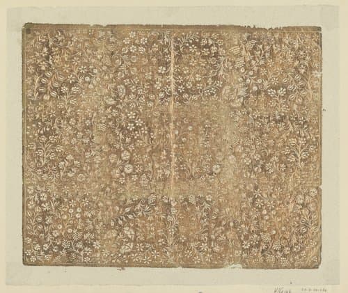 Blad met ranken met vruchten en bloemen by anonymous
