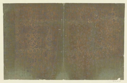 Blad met ranken met bloemen en vruchten by anonymous