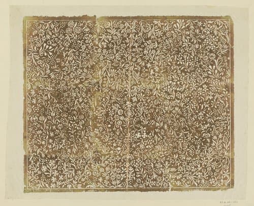 Blad met ranken met bloemen en vruchten by anonymous